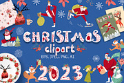 Christmas hand drawn clipart, an Animal Illustration by NataLyaroArt (Thumbnail 1 of 13)