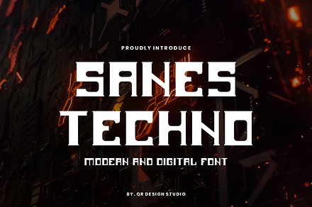Sanes Techno - Digital Font, a Serif Font by QR Design Studio