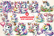 Unicorn Clipart, Cute Unicorns, a Seasonal Illustration by DreamArtGraphic (Thumbnail 1 of 5)