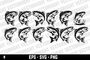 vector icon of a jumping salmon, an Animal Illustration by Vectorhight (Thumbnail 1 of 5)