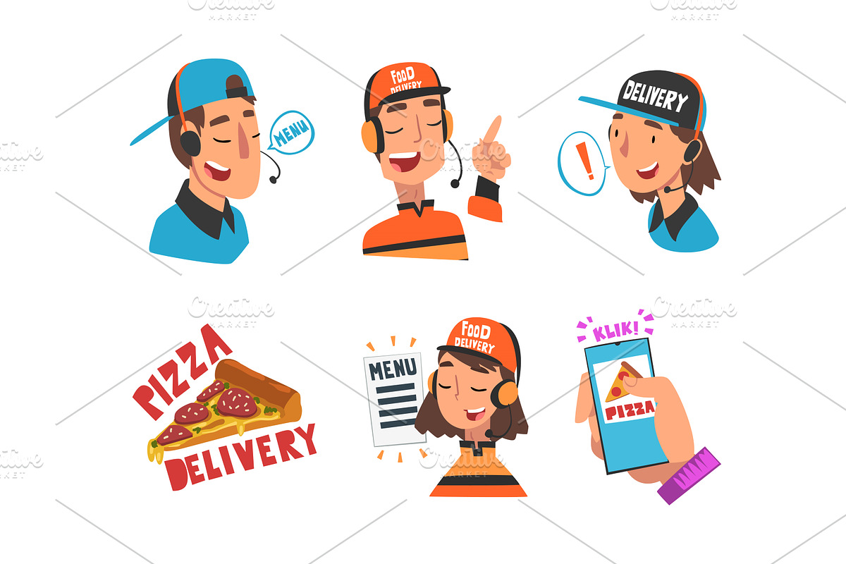 Delivery Service of Takeaway Food, a Person Illustration by TopVectors