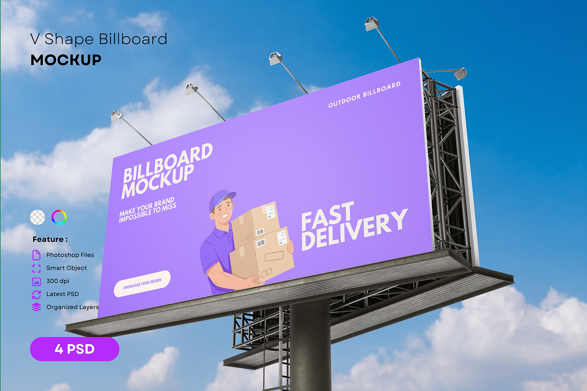 V Shape Billboard Advertising Mockup, an Advertising Mockup by DSNA Mockup (Photo 1 of 5)