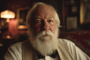 Older man with white beard in a room, a Photo by Beautiful things