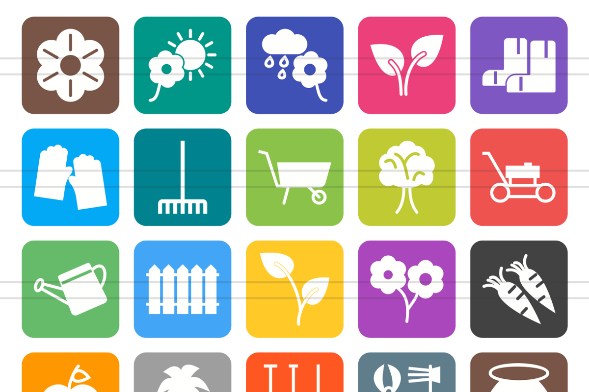 50 Gardening Flat Round Corner Icons, an Icon by IconBunny