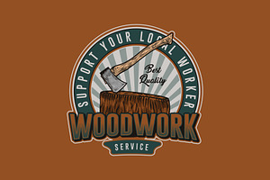 Emblems with equipment for woodwork, a Branding & Logo Template by Billah Hub