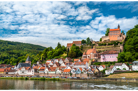 Hirschhorn town and castle on the, an Architecture Photo by Leonid Andronov
