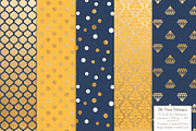 Navy & Lemon Gold Foil Digital Paper, a Pattern Graphic by Amanda Ilkov (Thumbnail 3 of 4)