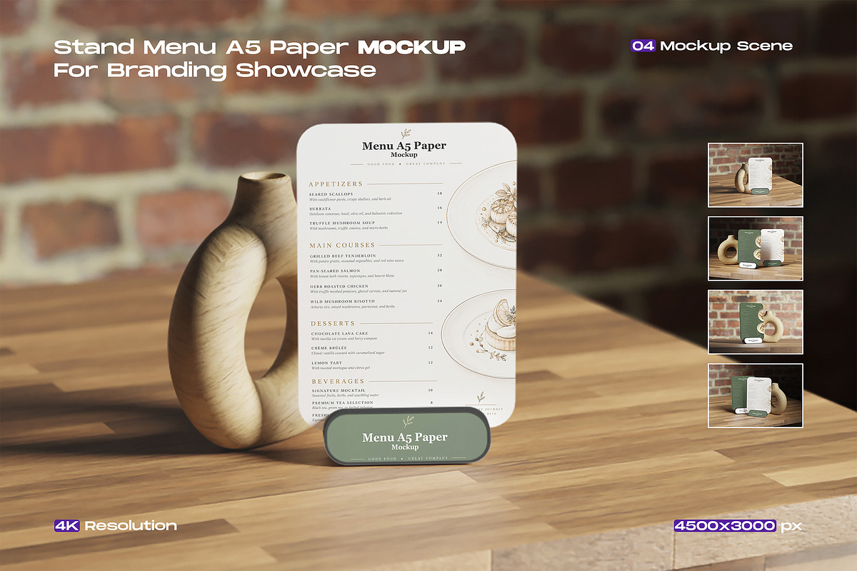A5 Stand Menu Paper Mockup, an Advertising Mockup by My Code Std (Photo 1 of 5)