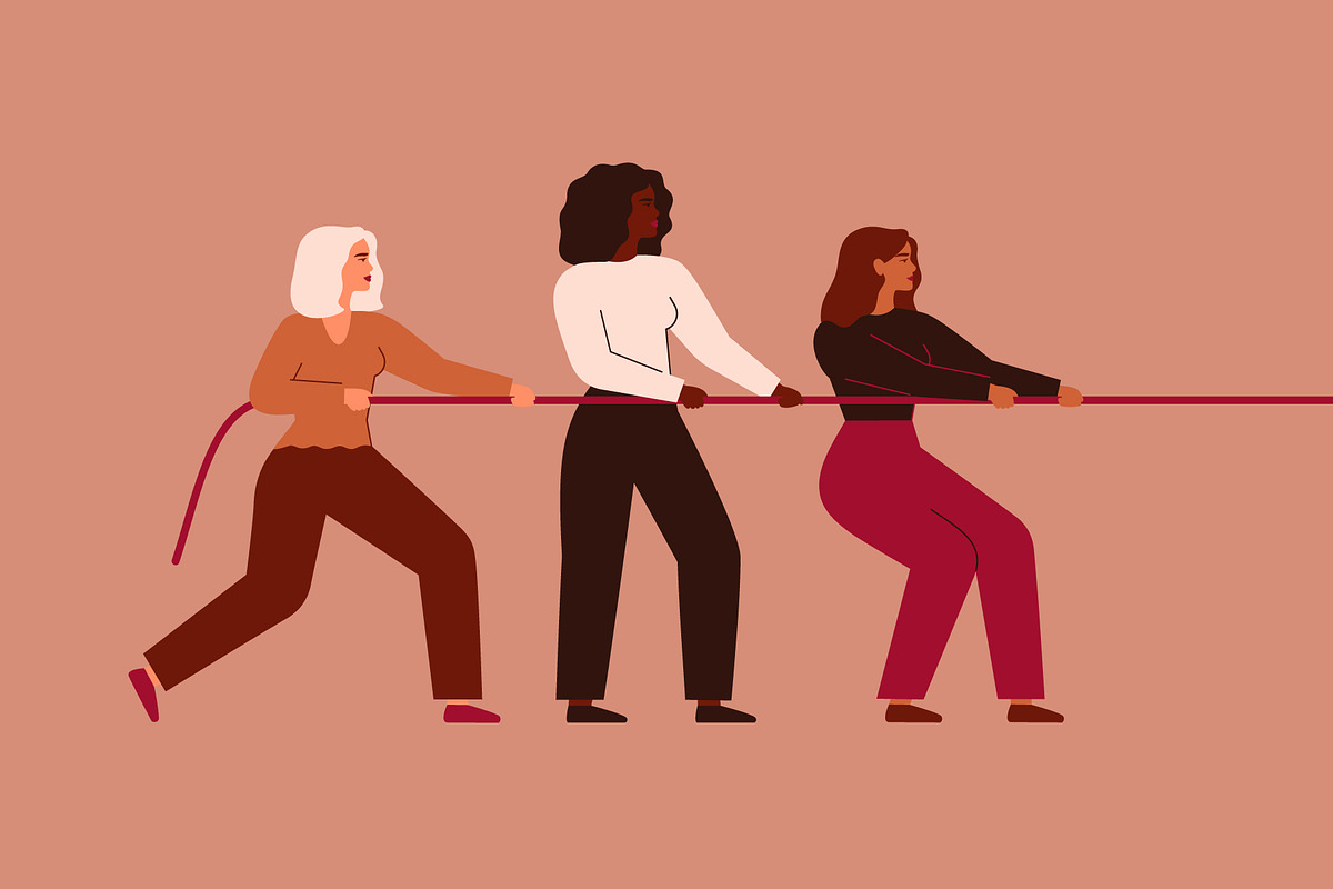 Women Tug of War, a Person Illustration by Mary Long (Photo 1 of 4)