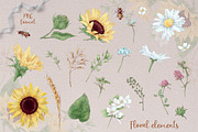 Bees & sunflowers Digital clipart., an Illustration by Yuliya Art (Thumbnail 6 of 8)
