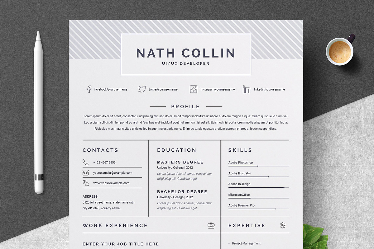 Resume/CV Bundle | 200+ for $29, a Resume Template by ResumeInventor (Photo 14 of 207)