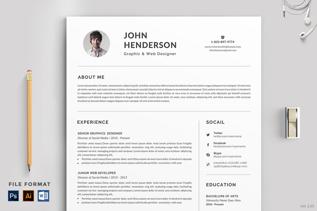 Clean Resume/CV, a Resume Template by Pixavics (Photo 1 of 3)