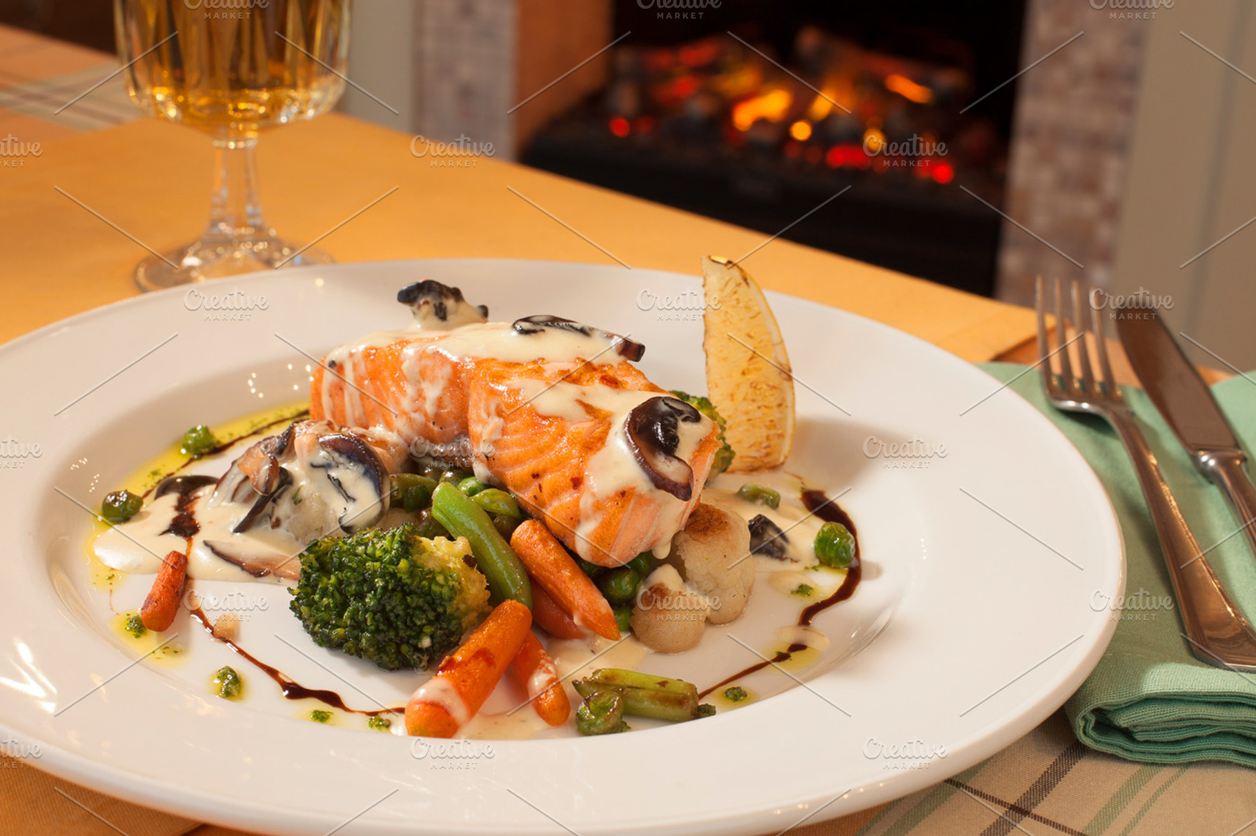 Dish Of Salmon With Vegetables And A