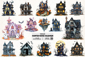 Haunted House Halloween Bundle, an Illustration by Pixels.Craft