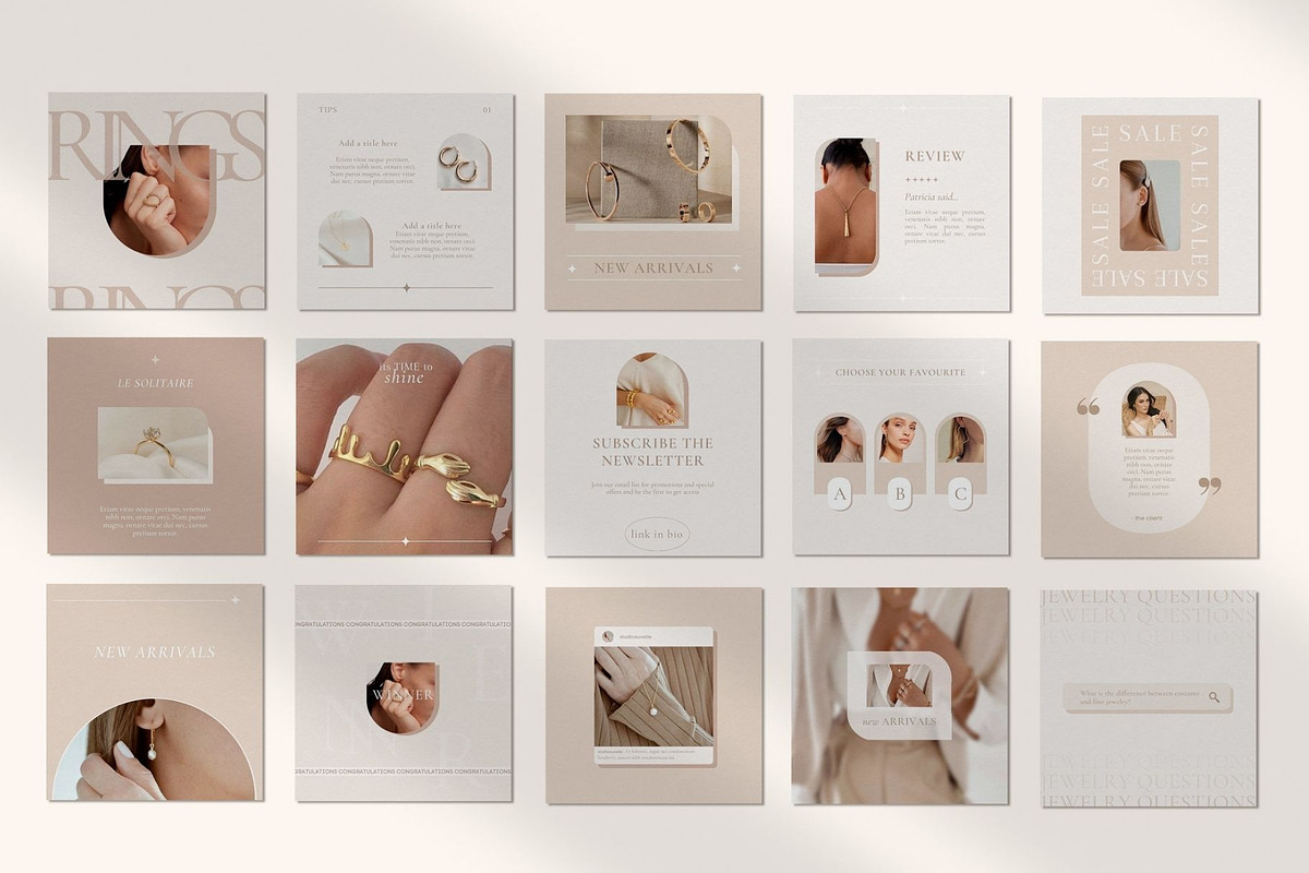 Jewellery Instagram Templates Canva, a Social Media Template by Studio Suvelle (Photo 3 of 7)
