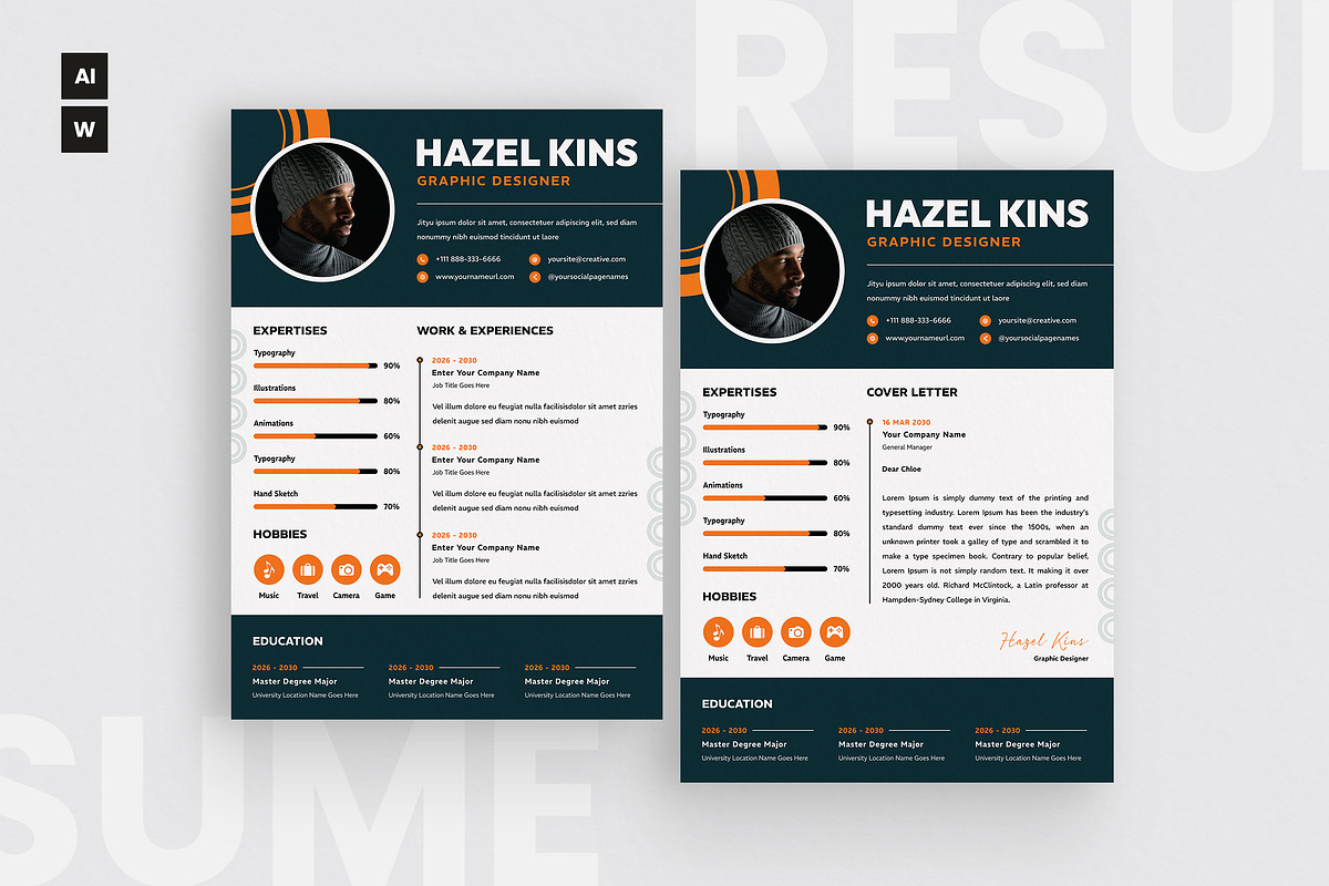 Unique Business Resume CV, a Resume Template by iDoodle Studio (Photo 1 of 4)