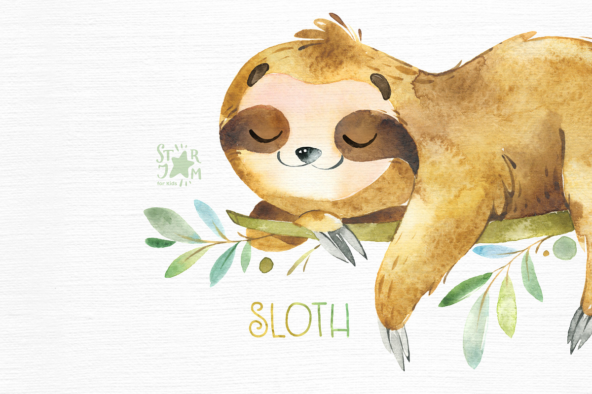 Sloth & Family Collection, an Animal Illustration by StarJam (Photo 3 of 5)
