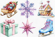 Watercolor Pastel Christmas Clipart, an Illustration by Canvas Craft (Thumbnail 8 of 8)