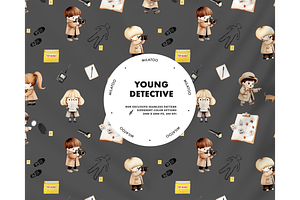 Young detective seamless pattern, a Pattern Graphic by Milatoo