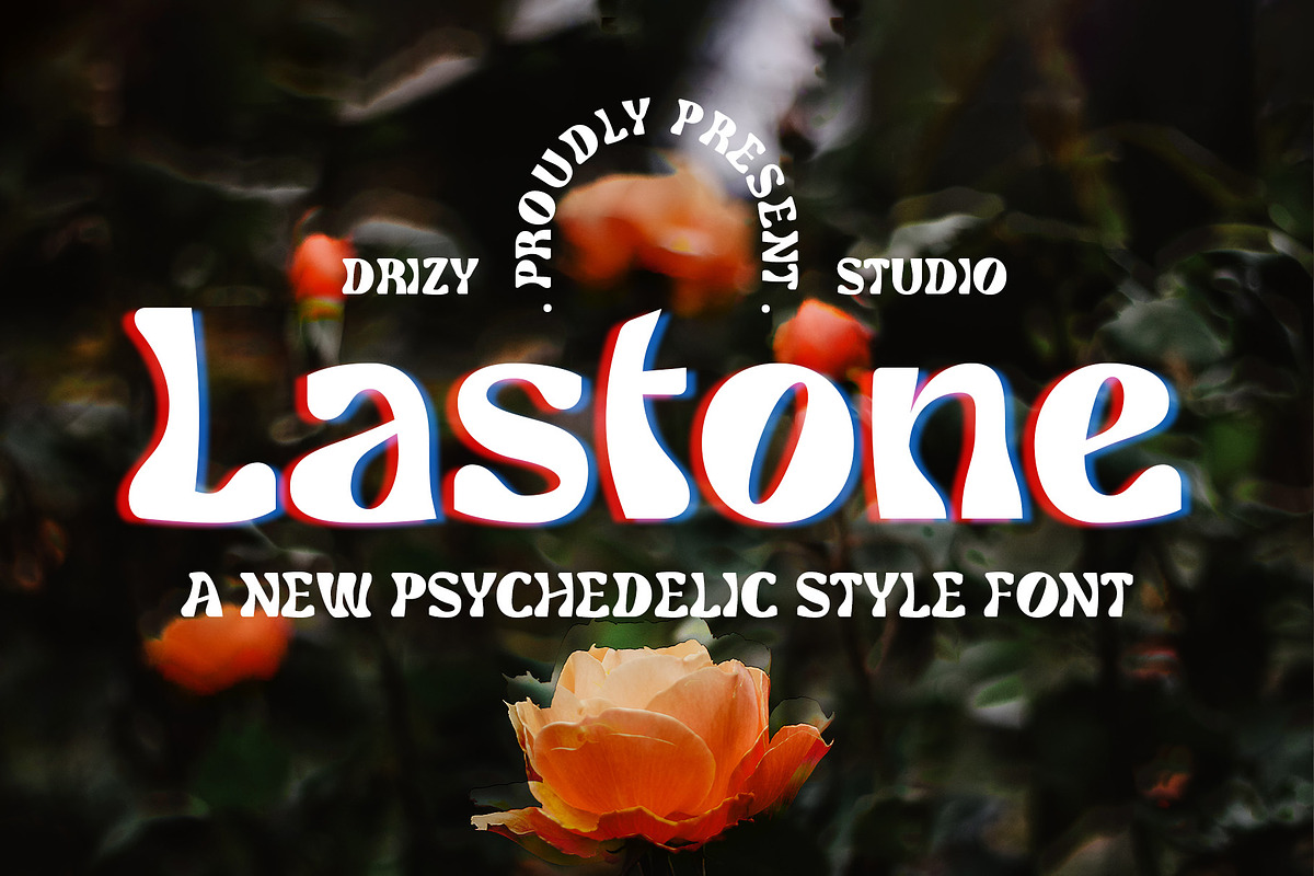 Lastone - Psychedelic Font, a Sans Serif Font by Drizy (Photo 1 of 10)