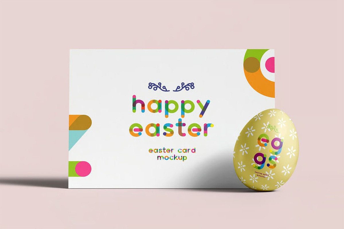 Easter Eggs & Card Mockup, an Advertising Mockup by zippypixelstudio (Photo 3 of 8)