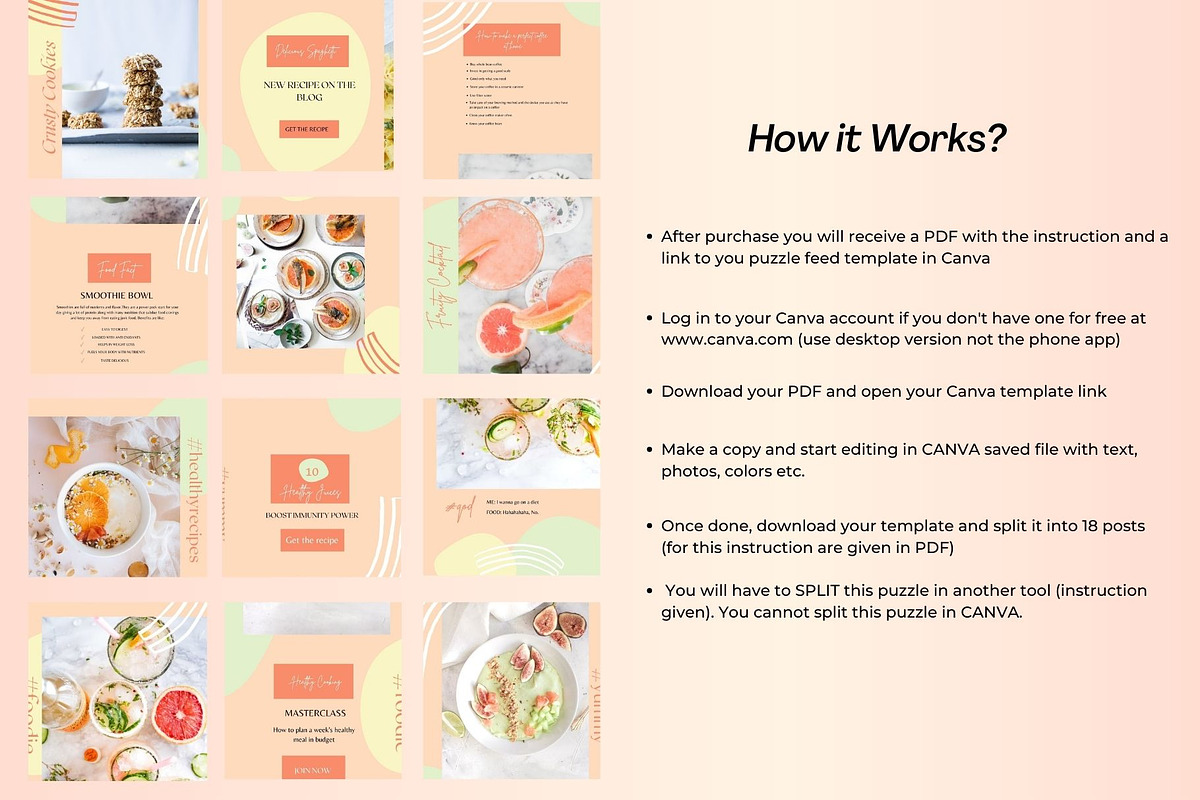 Food Instagram Puzzle Template Canva, a Social Media Template by Deepa Template Studio (Photo 3 of 9)