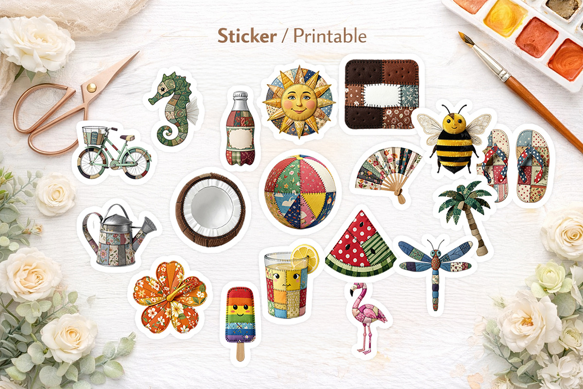 Summer Patchwork Sublimation, a Seasonal Illustration by Artnoy (Photo 7 of 18)
