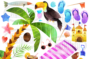 Watercolor Vacation Clipart