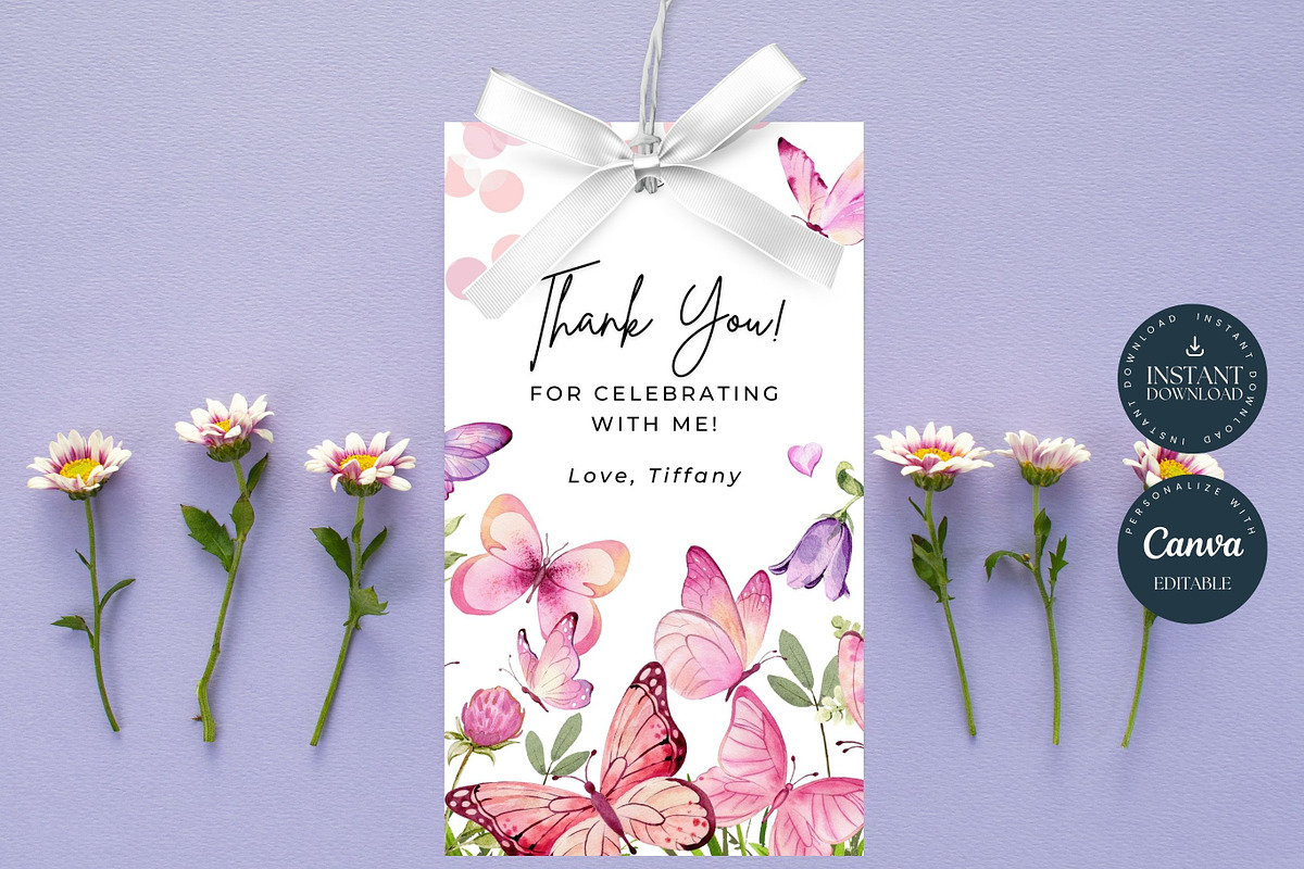 Butterflies Thank You Tag, an Invitation Template by Tracia Creative (Photo 3 of 3)