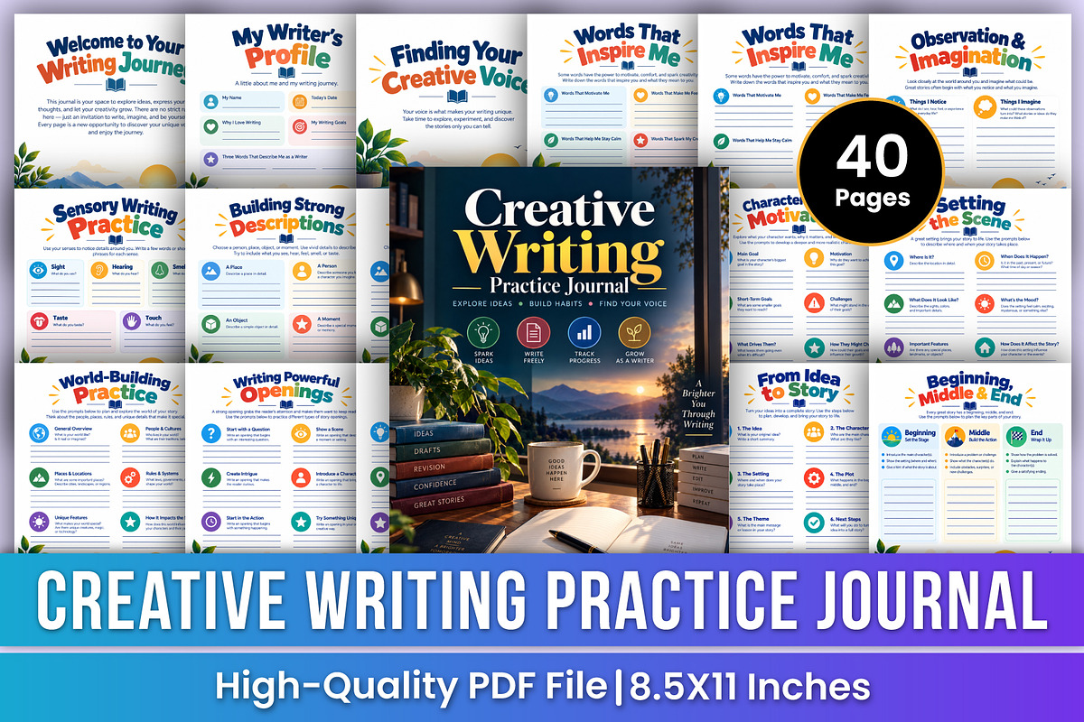 Creative Writing Practice Journal, a Stationery Template by Mustafiz (Photo 1 of 3)