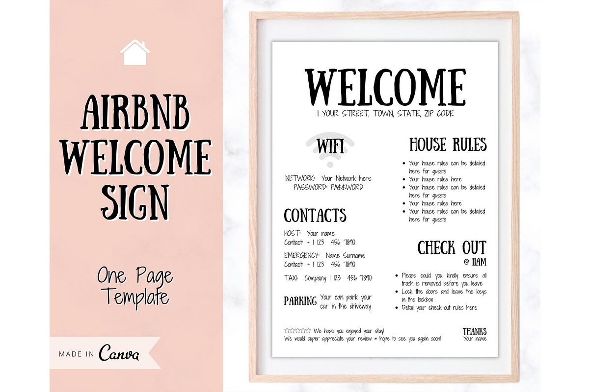 Airbnb Welcome Sign Poster Template, a Poster Template by Templatables (Photo 1 of 7)