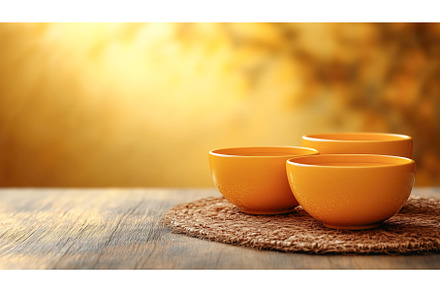 Yellow Ceramic Bowls on Rustic, a Holiday Photo by Rodica Ciorba