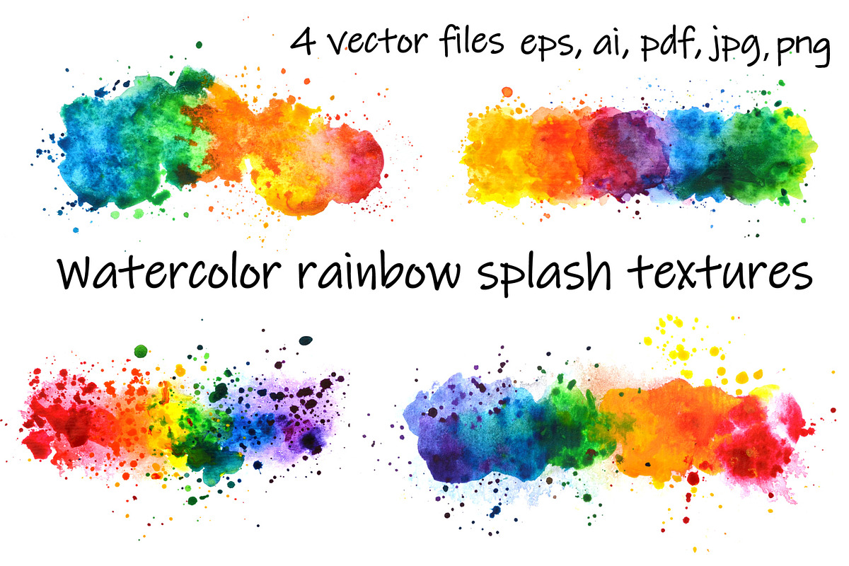 rainbow watercolor splashes, a Decorative Illustration by PatapovaVika (Photo 1 of 2)