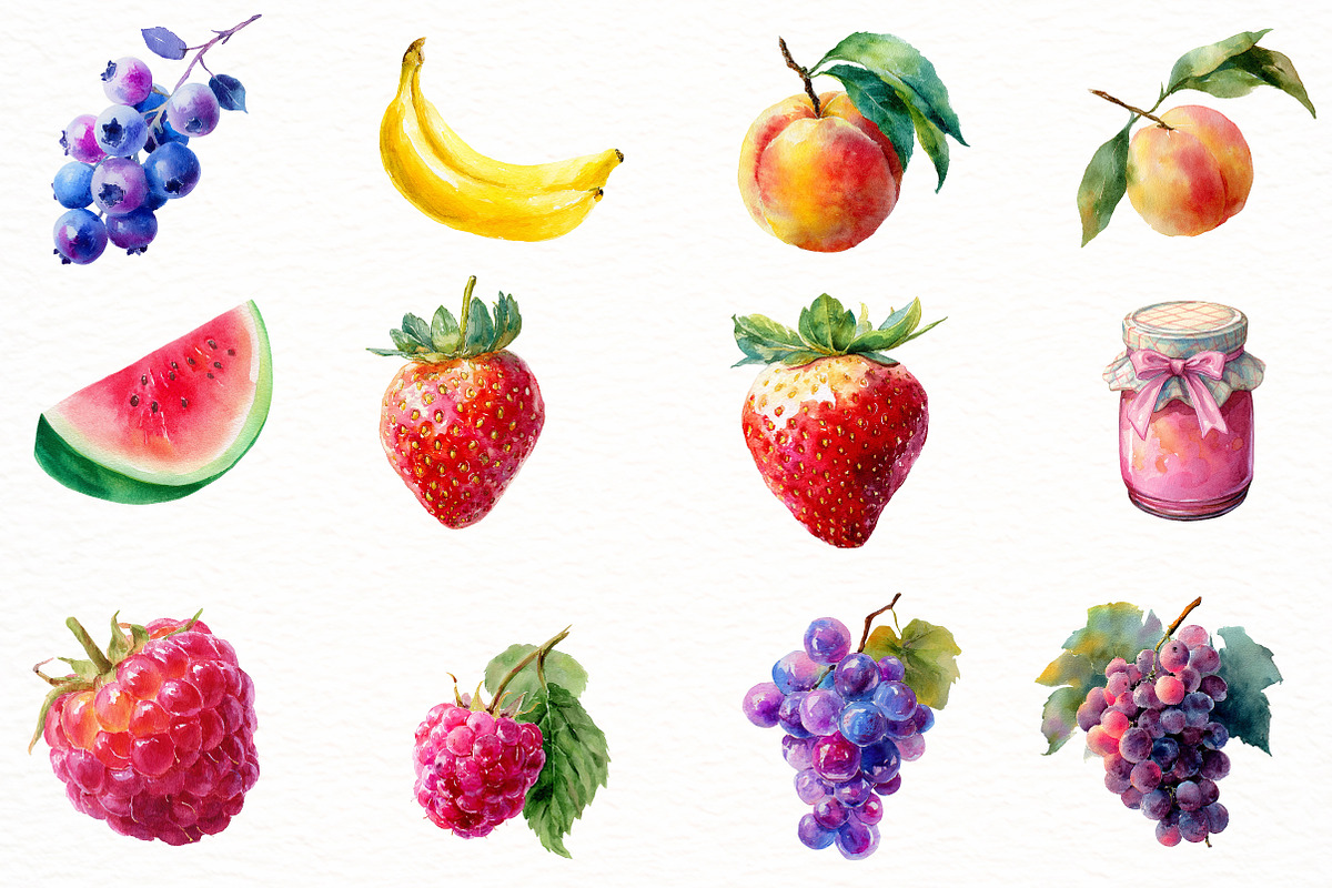 Watercolor Summer Tropical Fruits, an Illustration by Designworld (Photo 2 of 6)