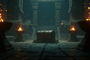 Mysterious locked chest surrounded b, a Background Photo by professorinc