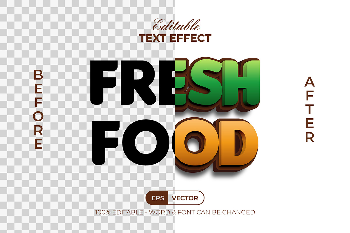 Fresh Food Text Effect 3D Style, a Layer Style Add-On by Mockmenot (Photo 2 of 2)