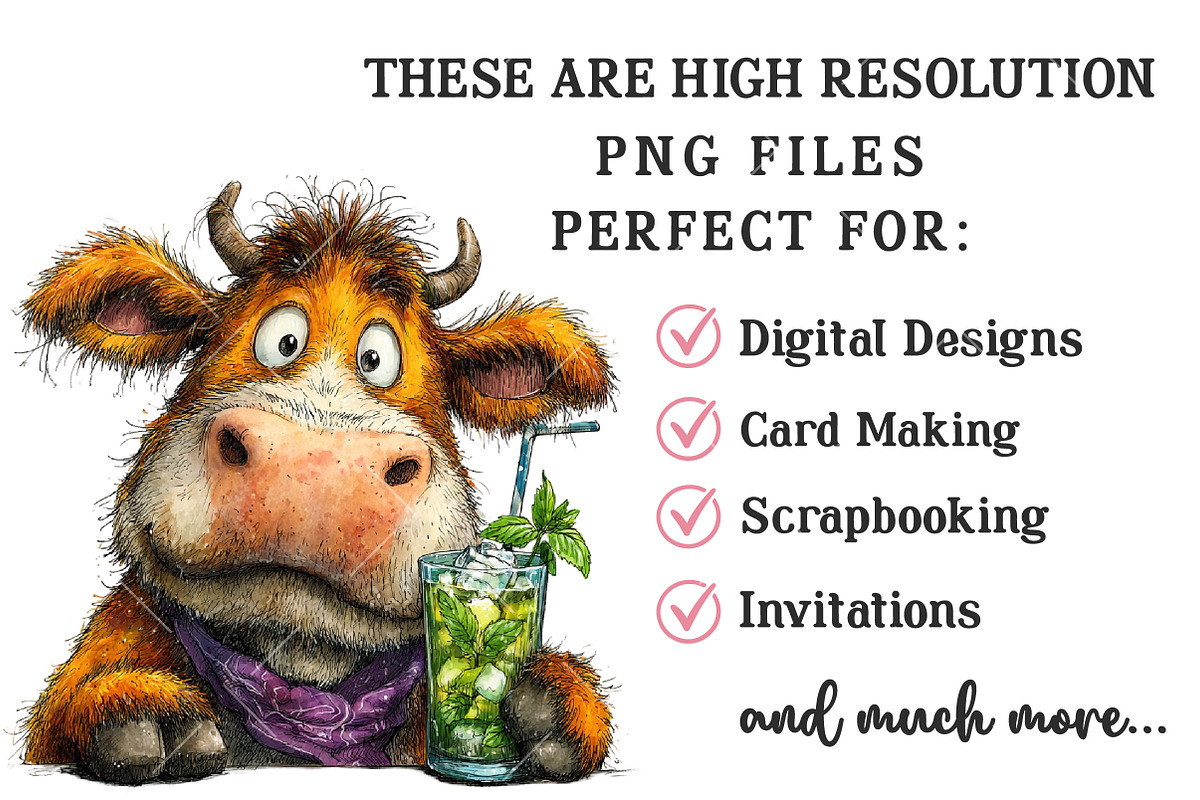 Whimsical Summer Cow Clipart, an Illustration by OK Design (Photo 4 of 6)