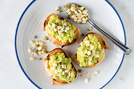Toast with avocado and sprouts, a Food & Drink Photo by The baking man