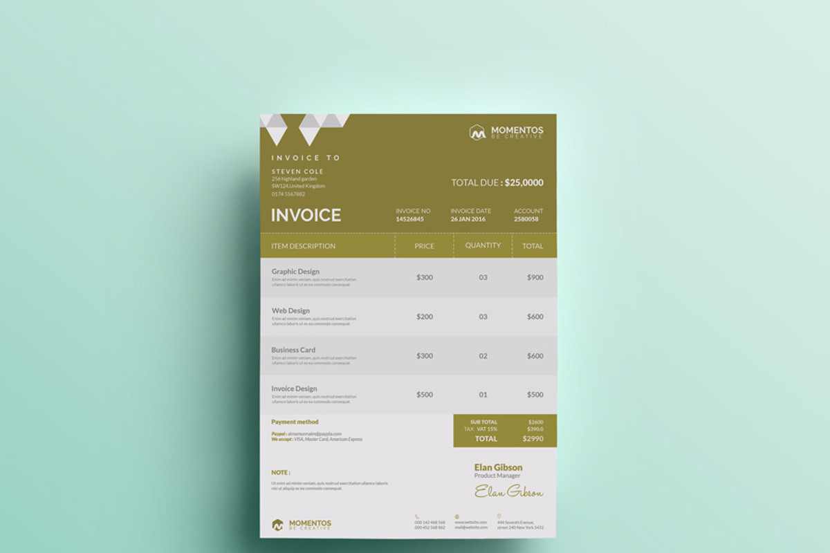Invoice 2, a Stationery Template by Momentostudio (Photo 3 of 4)