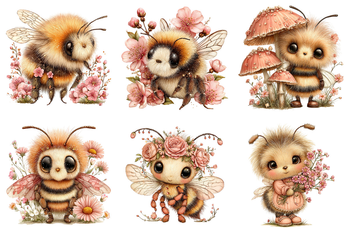 Whimsical Fuzzy Bee PNG Clipart, a Seasonal Illustration by Daily.Designs (Photo 2 of 5)