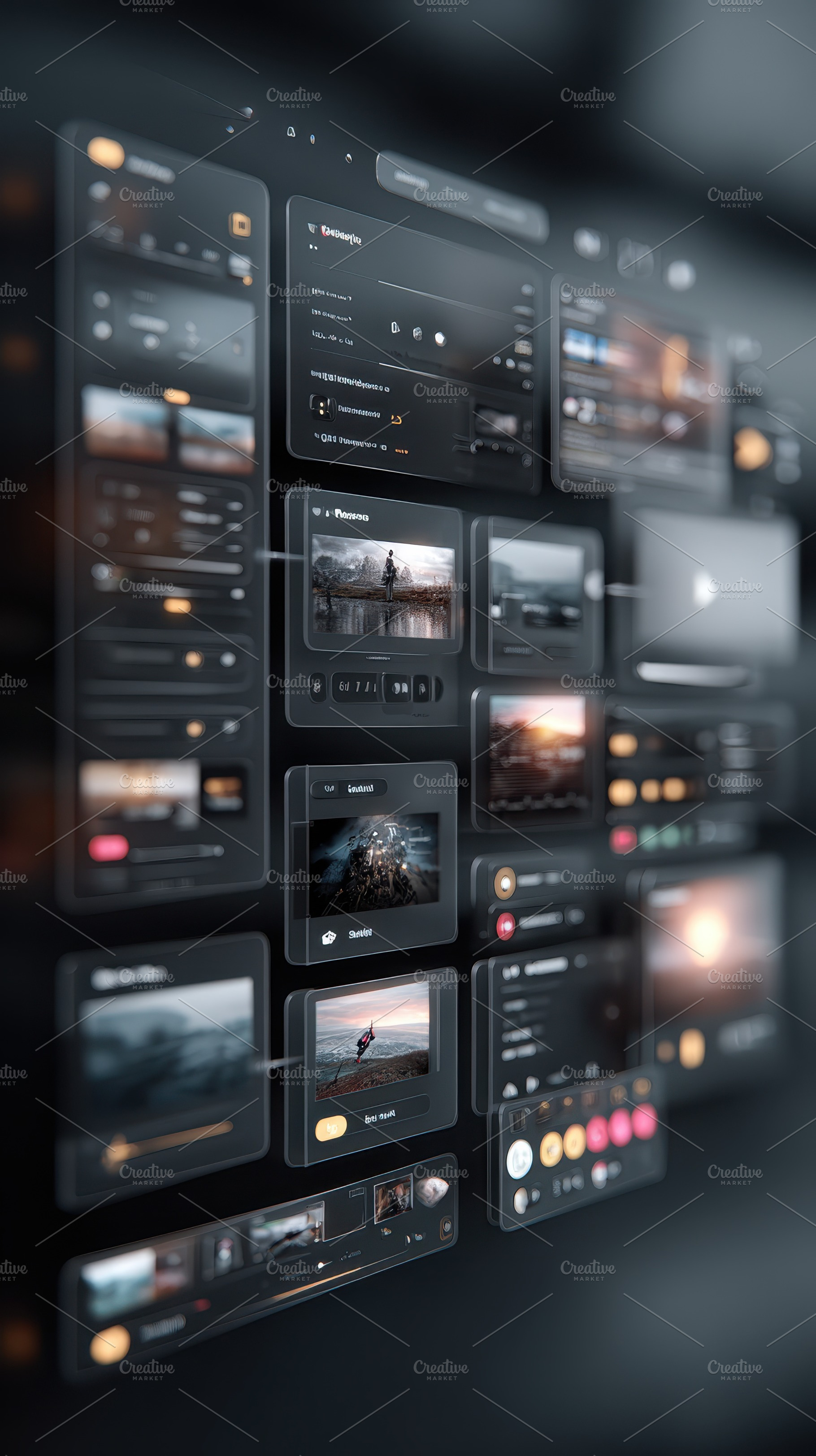 Dark UI interface design for video e, a Photo by Pixeness Studio