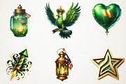 Green And Gold 4th Of July Clipart, an Illustration by RobertsArt (Thumbnail 6 of 7)