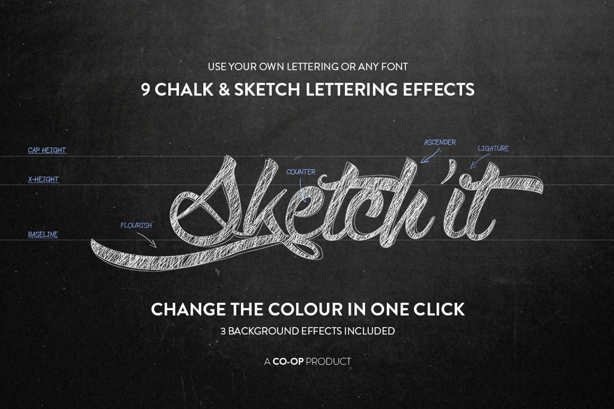 Sketch'it - Chalk and Sketch effects, a Layer Style Add-On by Graphic Goods Co (Photo 1 of 5)