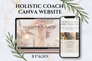 HOLISTIC COACH NEUTRAL WEBSITE CANVA, a Branding & Logo Template by Daring Digies