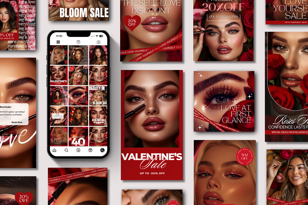 Brows & Lashes Instagram Templates, a Social Media Template by DesignsbyMariaStudio (Photo 1 of 10)