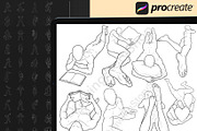 Procreate Foreshortening Male Pose, a Brush Add-On by DrawingStoryShop (Thumbnail 4 of 7)