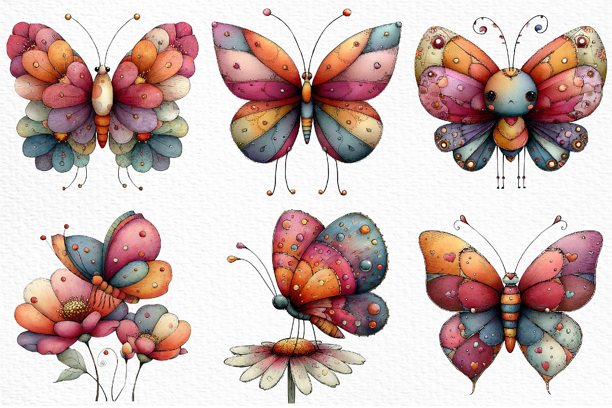 Whimsical Spring Butterfly Clipart, an Illustration by Craft Nest (Photo 5 of 11)