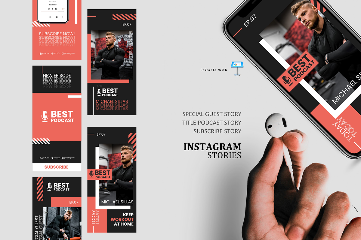 Podcast ig stories and posts keynote, a Social Media Template by rivatxfz (Photo 1 of 4)