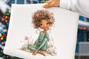 Boho Floral Summer Girls Clipart, an Illustration by Digital Artistic99 (Thumbnail 5 of 11)