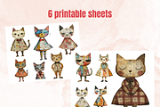 Whimsical Cat Mixed Media Clipart, a Background Graphic by GiraffeCreative (Thumbnail 5 of 9)